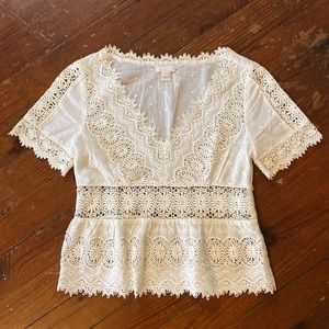 J Crew Collection haute hippie lace crochet cotton top blouse | Vintage style